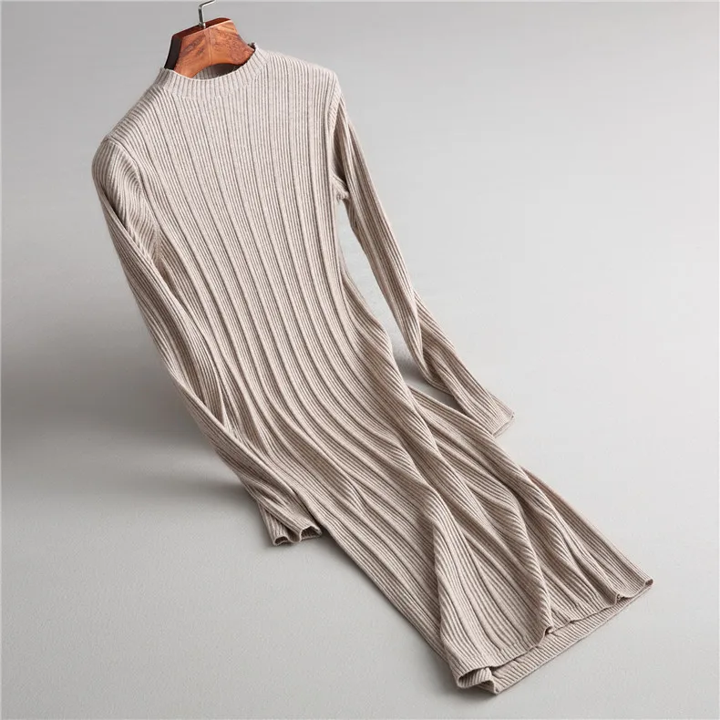 2018 Women Sweater Stand Collar Long Sleeve Pullovers Bodycon Dress Knitting Femme Tricot Pull | Женская одежда