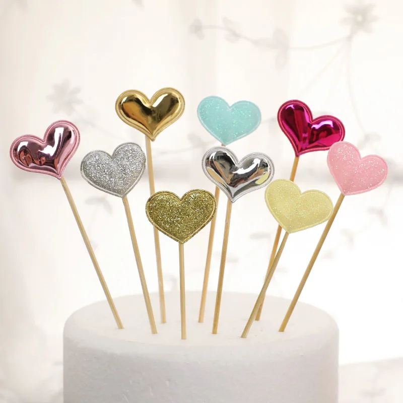 10 шт./лот прекрасный торт с сердечками и звездами Топпер для дня рождения кекс