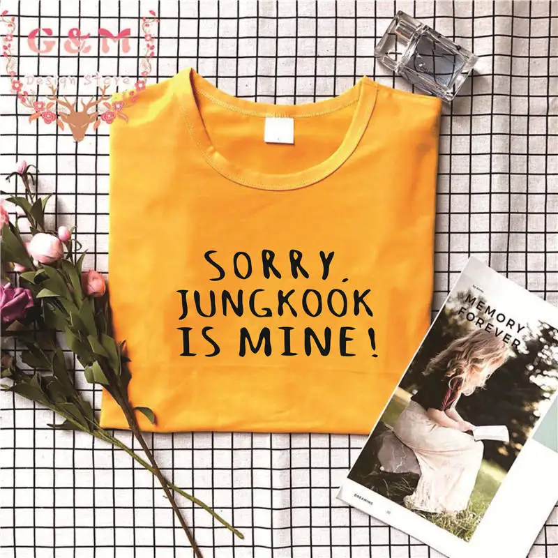 Жаль JUNGKOOK моя футболка Bangtan милый Принт забавные буквы топы в Корейском стиле