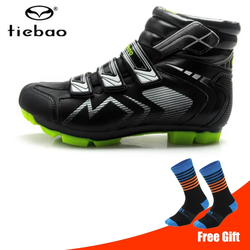 add socks TIEBAO Winter Cycling Shoes men spd pedals sapatilha ciclismo mtb Women Men Racing Bicycle Bike Shoes Self-Locking breathable - Цвет: add socks
