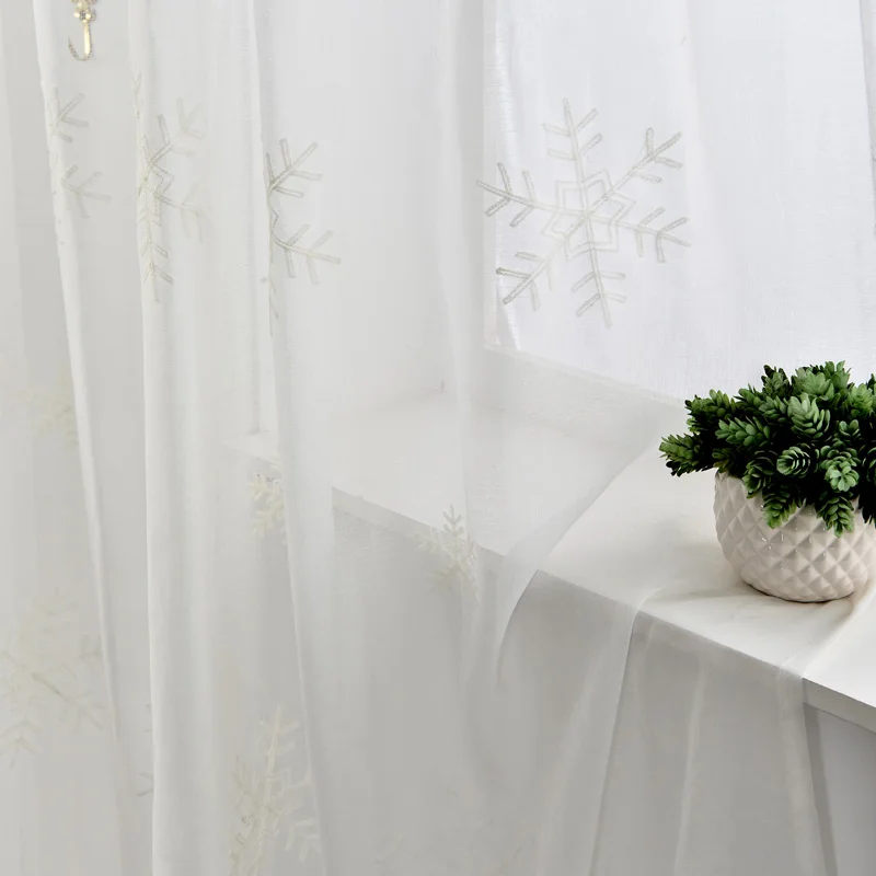 NAPEARL вышитые шторы из вуали тюлевые ткани для спальни в рождественском стиле с