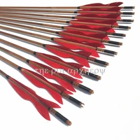 61224pcs bamboo arrows natural feather fletched wood shaft for archery hunting