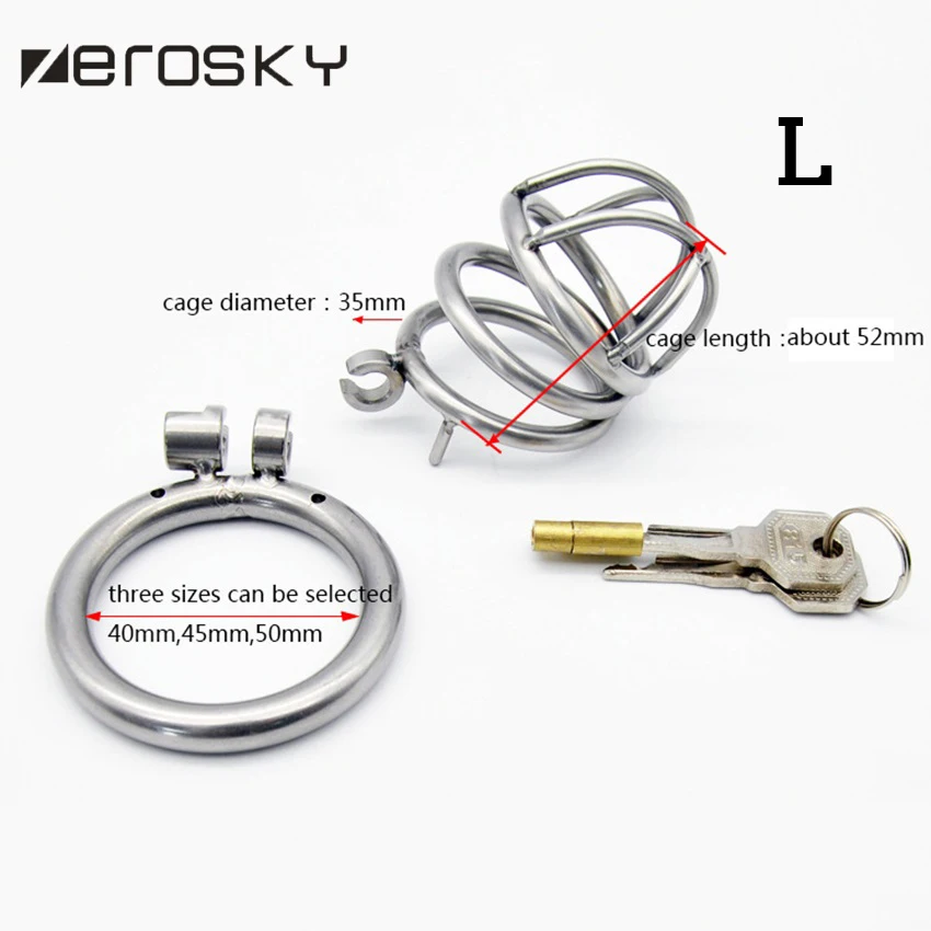 Zerosky кольцо из нержавеющей стали 304 3 размера замок-клетка для пениса мужской