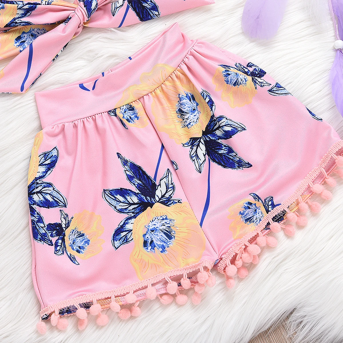 2 предмета футболка для маленьких девочек топ + короткие штаны летняя одежда