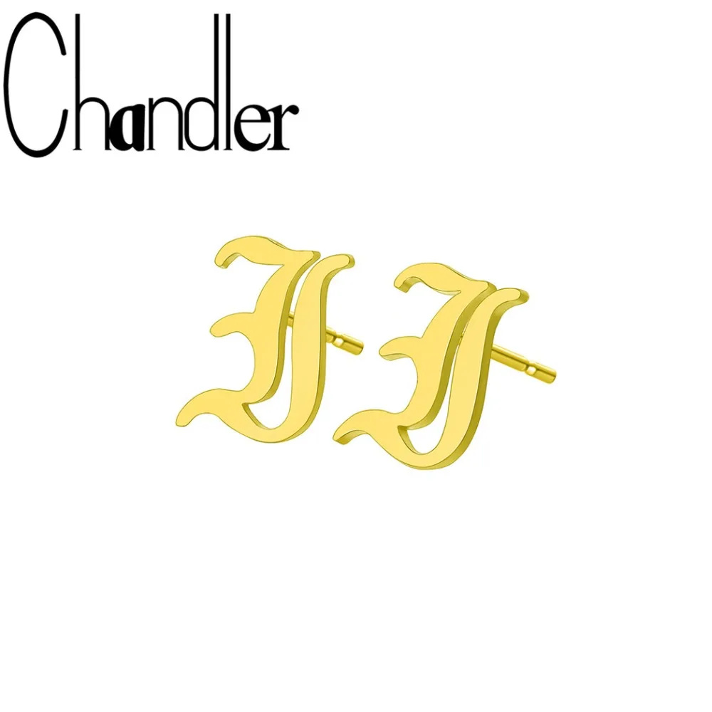 Chandler хирургические стальные серьги с надписью I антикварные гвоздики для девочек