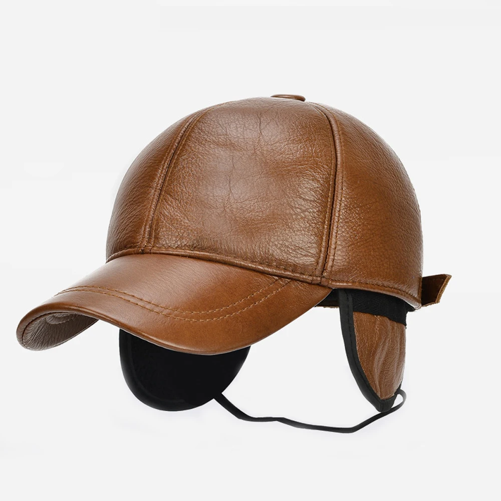 Мужская качественная бейсболка из натуральной кожи брендовая Повседневная