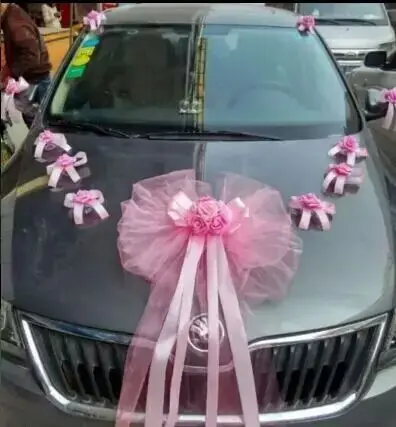 Основной и вспомогательный свадебный автомобиль декоративные цветы набор Снежная пряжа бант Роза Автомобиль Моделирование декоративные поплавки гирлянда - Цвет: style 6