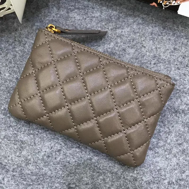 DACL-1830 Grey CHSANATO Овчина натуральная кожа мужской кошелек для монет женский кошелек для монет на молнии модная ключница плед кошелек для мелочи - Цвет: DACL-1830 Grey