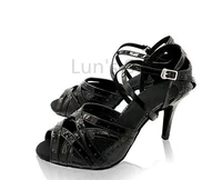 new free shipping black snakeskin open toe dance shoe ballroom salsa latin tango bachata dancing dance shoes all size