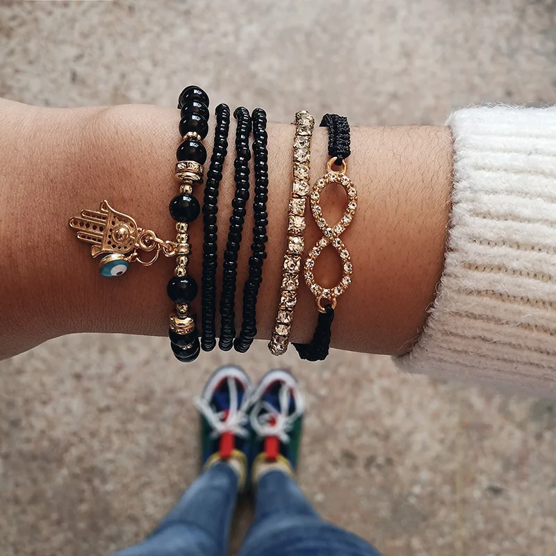 Модный геометрический простой шариковый браслет с шариками и вставками в виде