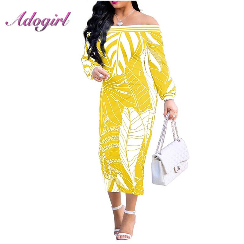 Осень 2018 женское длинное платье с принтом банановых листьев женские облегающие