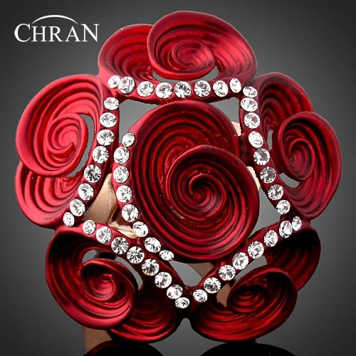 Chran эмалированные красные цветы обручальные кольца для женщин модные золотые