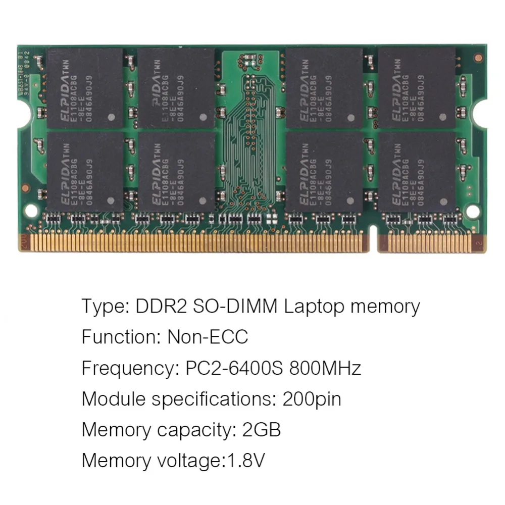 Buyincoins для ELPIDA 2 Гб DDR2 PC2-6400S 800 МГц 200PIN SO-DIMM RAM память ноутбука PC6400 | Компьютеры и офис