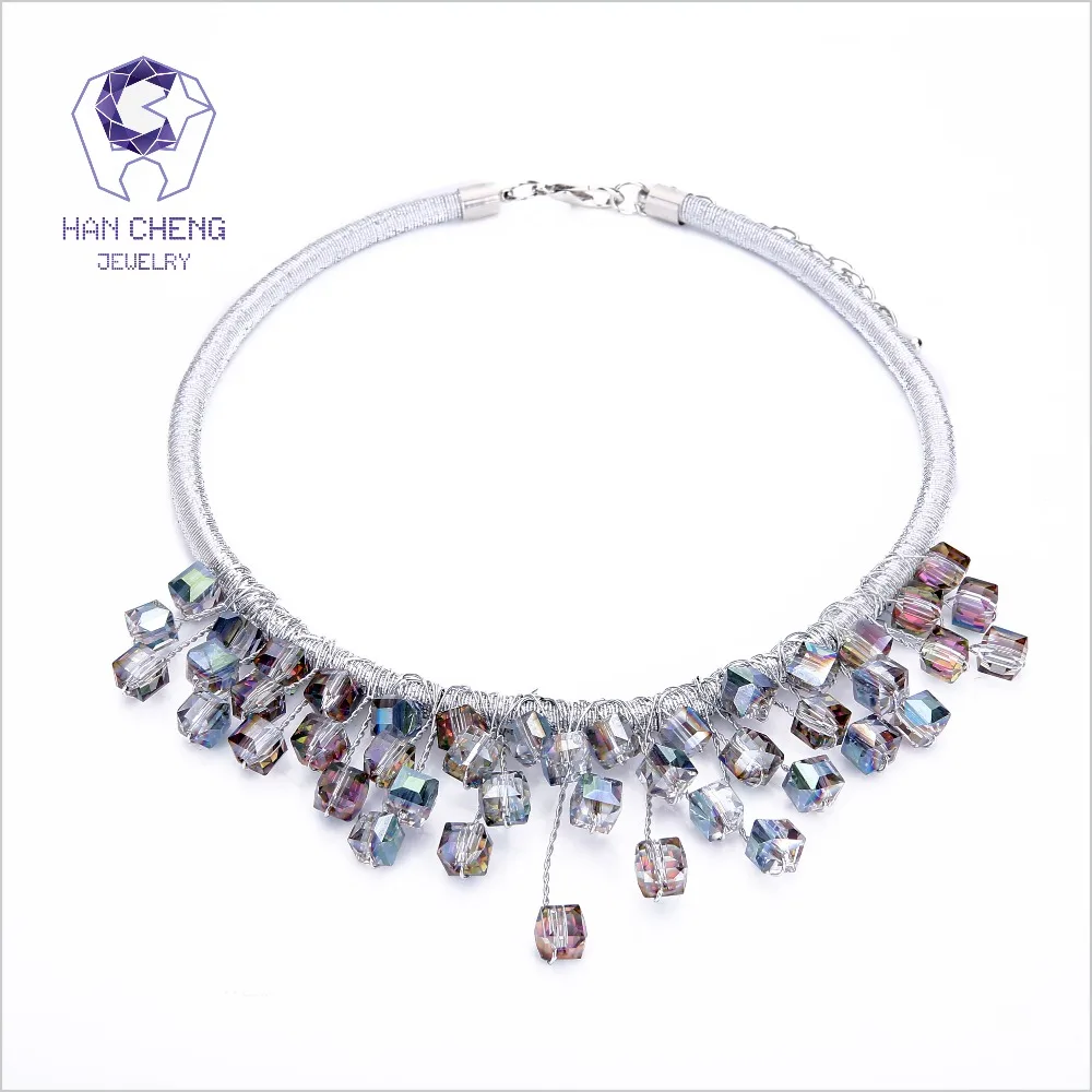 HanCheng модное роскошное серебряное ожерелье-чокер с разноцветными драгоценными