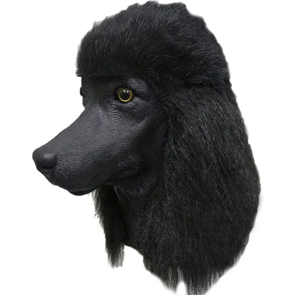 Black Poodle Mask Реалистичная латексная маска животного пуделя, латексная маска для собак на Хэллоуин, вечерние, карнавальные - Цвет: Black Poodle Mask