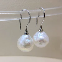 womens fish hook earrings white irregularly shaped baroque pearls 925 sterling silver earrings ladies pearl earrings