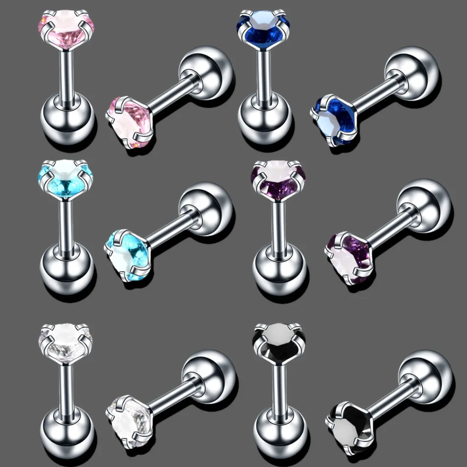Utimtree 12PCS/lot Stainless Steel Cubic Zircon Eyebrow Nose Lip Captive Bead Ring Tongue Piercing Tragus Cartilage Body Jewelry | Украшения