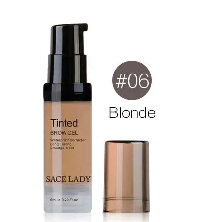 06 Blonde SACE LADY, 6 цветов, гель для бровей из хны, водостойкий оттенок, коричневый, усилитель, крем-краска для бровей, макияж, краска, косметика с кистью для макияжа - Цвет: 06 Blonde