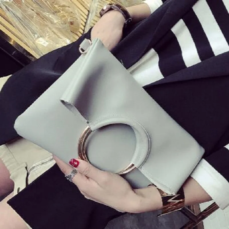 Модный серый женский дневной клатч дамская сумочка дизайнерский кошелек из