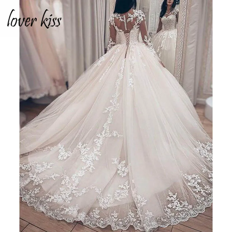 Женское платье с длинным рукавом Lover Kiss кружевное из тюля рукавом|Свадебные