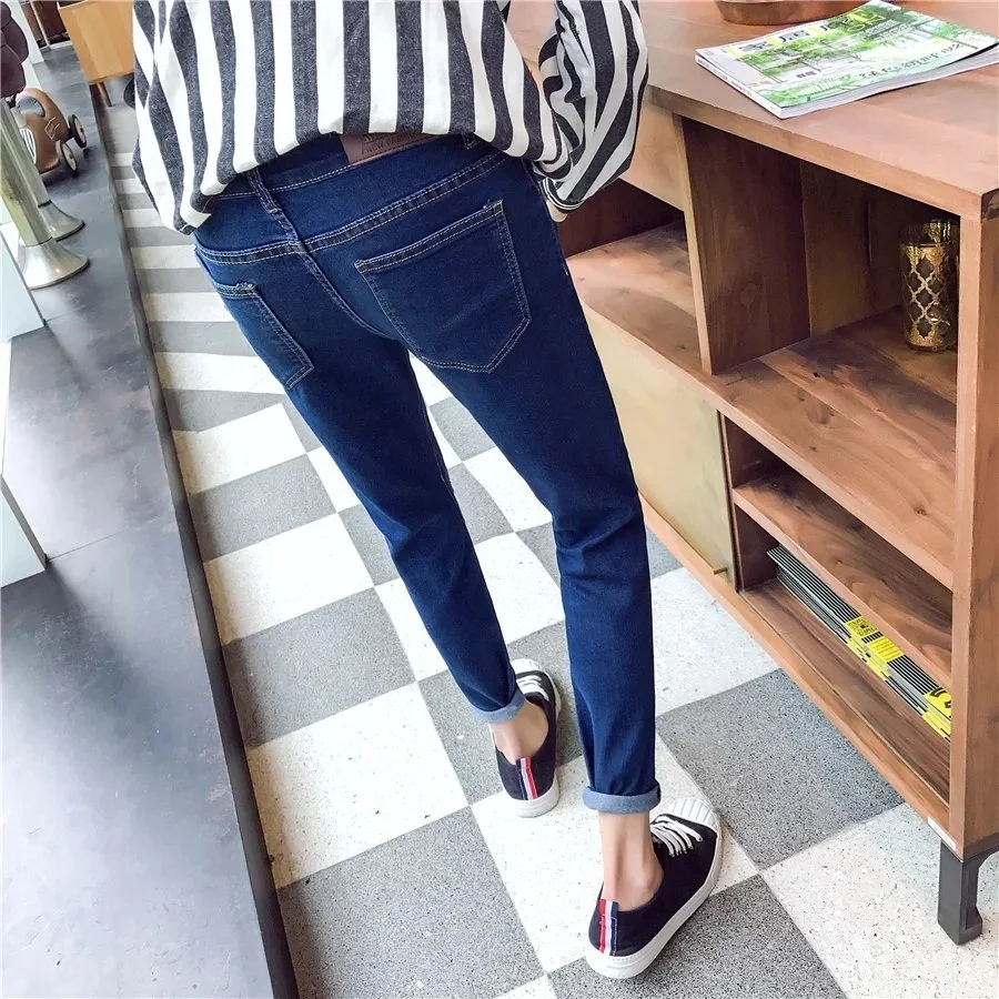 Тонкий Для мужчин стрейч обтягивающие джинсы 2018 новые модные корейские длинные