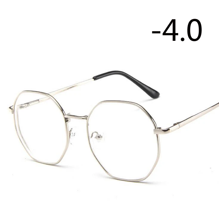 Myopia 400 1,0-1,5-2,0-2,5-3,0-3,5-4,0 женские мужские готовые очки для близорукости Ретро Металлические прозрачные линзы диоптрий очки для унисекс - Цвет оправы: Myopia 400