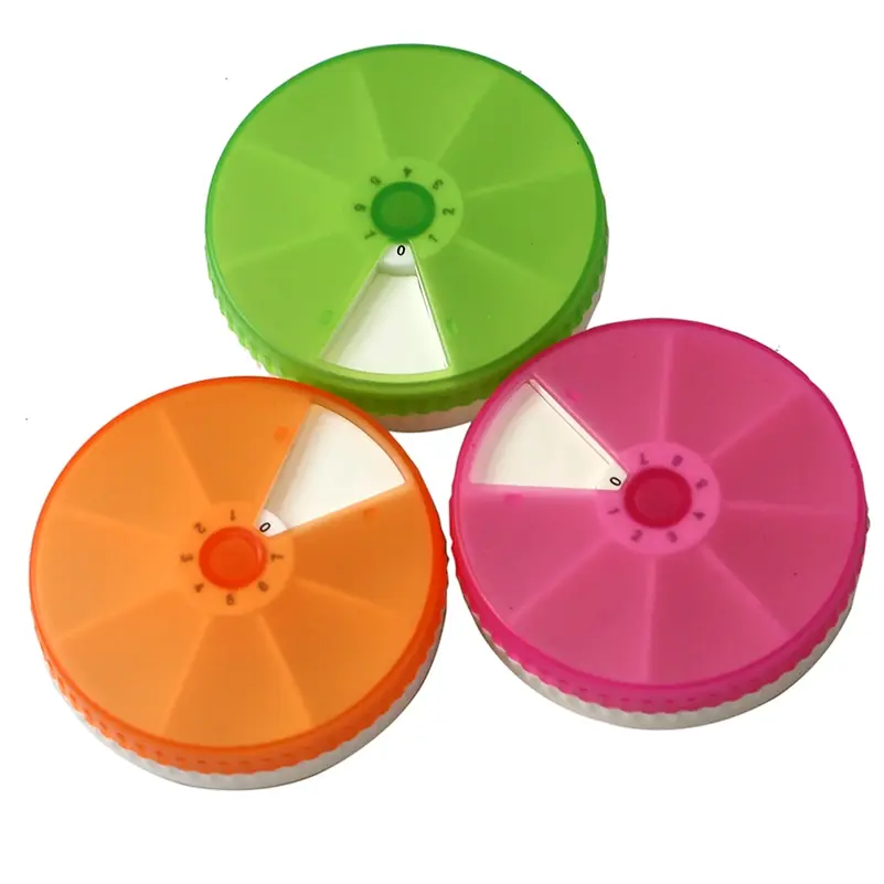 Пластиковый футляр для таблеток 1 шт. 7 отделений круглые еженедельные дней