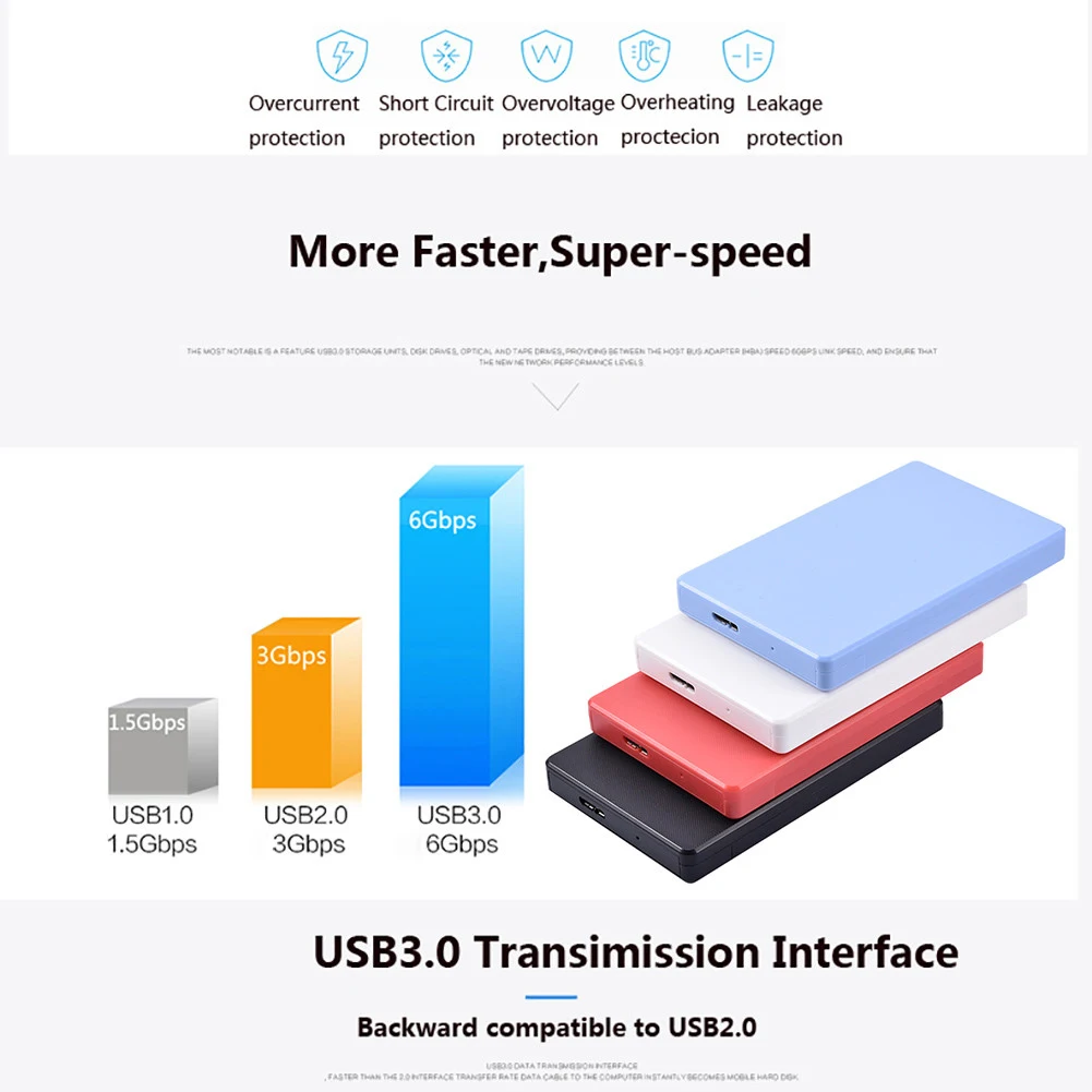 USB3.0 SATA3.0 жесткий диск Внешний корпус HDD корпус 2," Корпус для внешнего жесткого диска 6 Гбит/с Поддержка неограниченное количество памяти жесткого диска/SDD протокола UASP