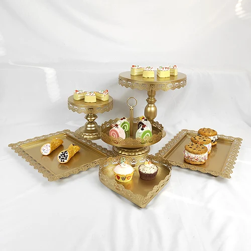 6pcs gold Золотой белый торт стенд Свадебный кекс стенд набор стеклянный купол Кристалл конфеты бар инструменты для украшения торта Формы для выпечки Набор 3-19 шт - Цвет: 6pcs gold