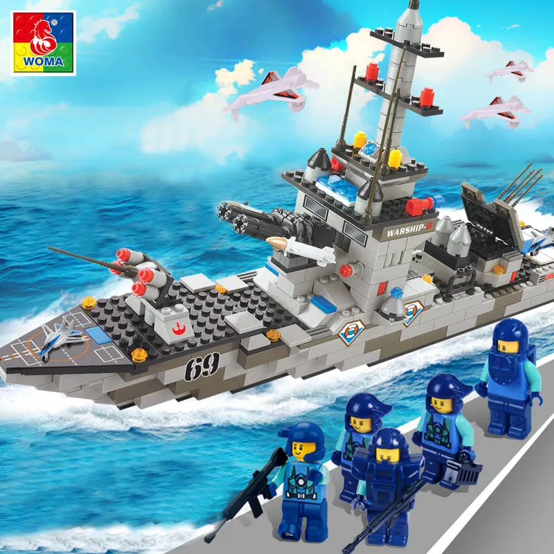 WOMA военный образование блоки игрушки подарки для детей катер прослужит оружие