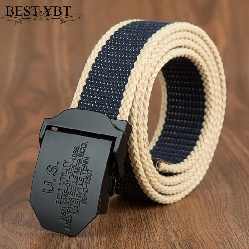

Best YBT Unisex Belt Canvas Alloy Automatic buckle Women Belt Cowboy Outdoor Sports Fashion Casual High Quality Men Belt