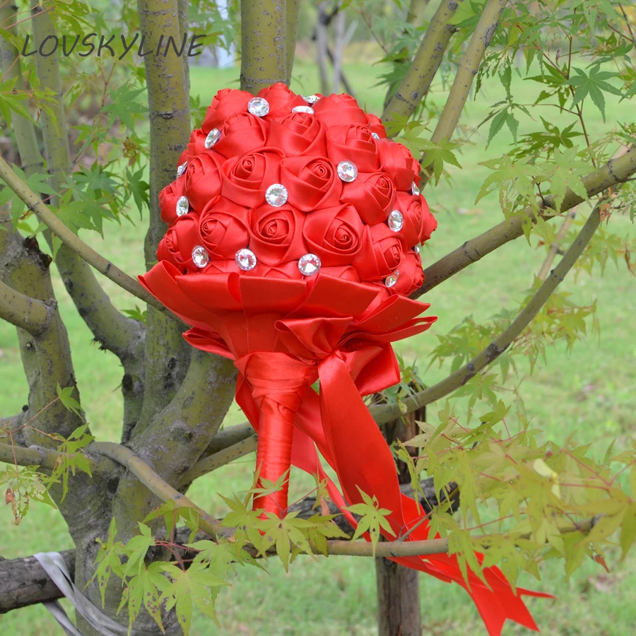 Супер хороший свадебный букет из 100% стразов для невесты красный Boque noiva примите