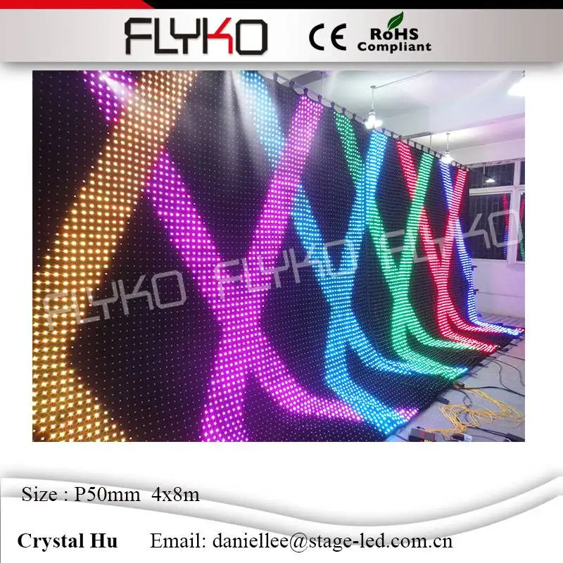 2016 FLYKO горячий новый фонарик P50 мм led видео занавес украшение на сцене 4x8 м | Лампы и