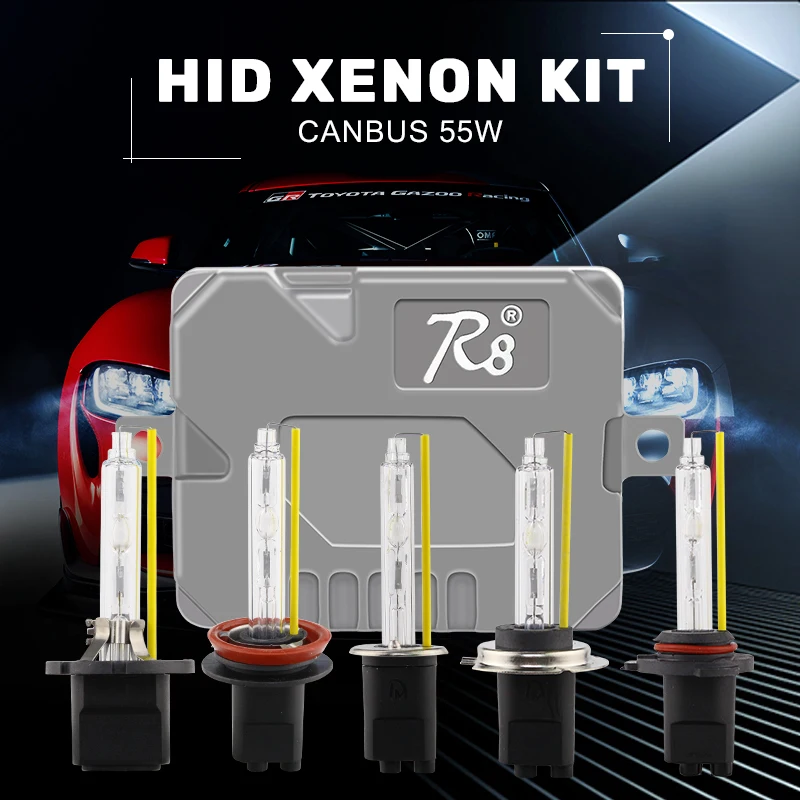 R8 супер Canbus 55Вт HID комплект ксеноновых передних фар тонкий балласт 881 H1 H7 H8 H11 HB3 HB4 D2H 5500K H4 9007 H13 Биксеноновые High Lumen лампа