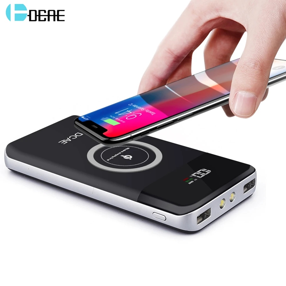 10000 мАч QI Беспроводное зарядное устройство внешний аккумулятор для iPhone XS Max XR X 8 Plus