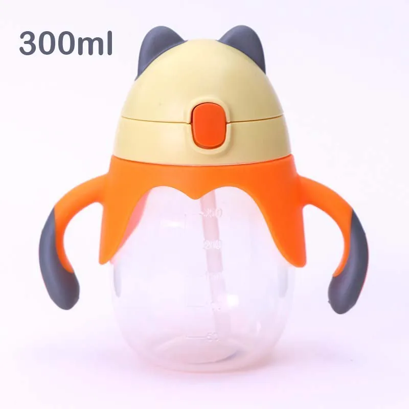 Orange with Handle 400 мл детская чашка для питья с соломенной веревкой BPA,, детские бутылочки для кормления, Детские высококачественные чашки для кормления - Цвет: Orange with Handle