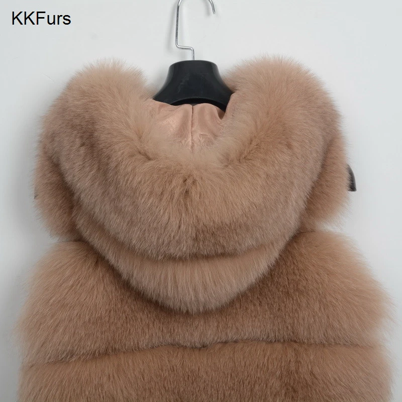 JKKFURS жилет из натурального меха с капюшоном женская зимняя жилетка женская модная меховая жилетка Розничная S1715
