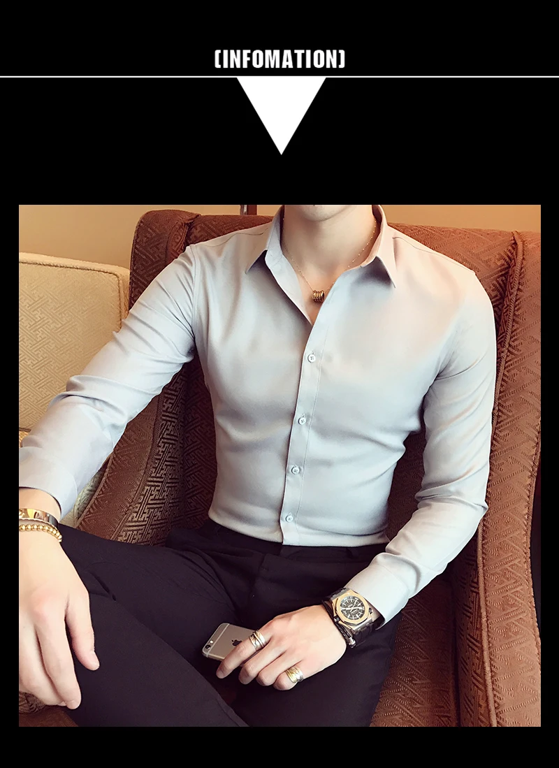 Для мужчин чистый хлопковая рубашка Slim Fit модная одежда с длинными рукавами, повседневные рубашки для работы Для мужчин рубашки Высокое качество Camisas
