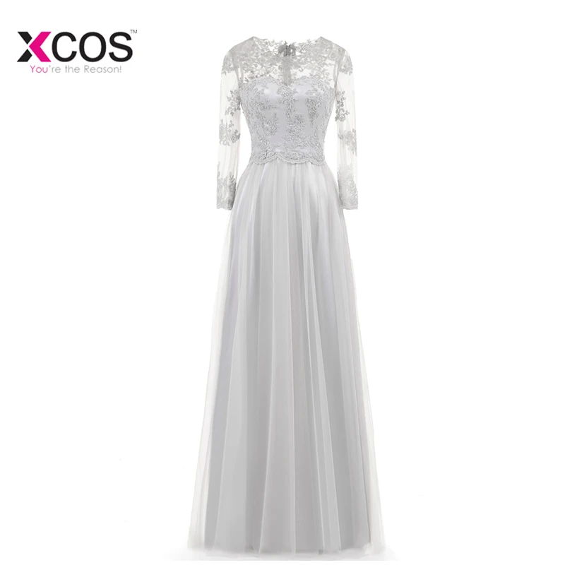 Серебряные платья для матери невесты 2018 элегантные тюлевый кружевной накладной