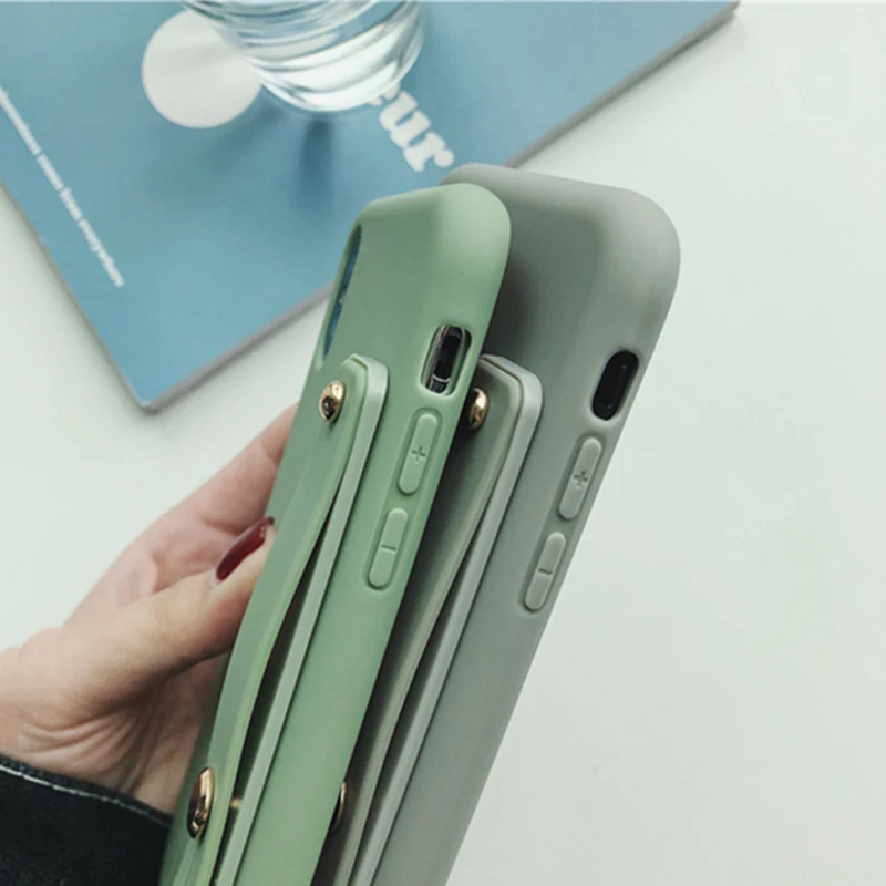 Чехол-держатель для телефона ярких цветов для iphone 7, чехол для iphone 11 X XS max XR 6 6s 7 8 plus, цветной мягкий чехол на запястье из ТПУ