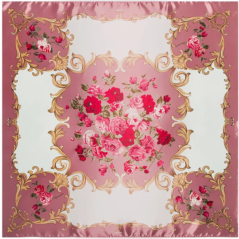 Модный шарф для женщин роскошный бренд цветочный хиджаб с розами шелковая