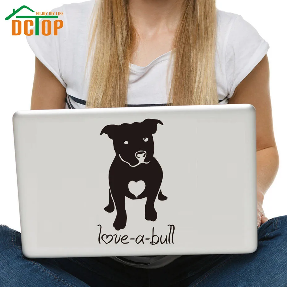 DCTOP Love A Bull Dog наклейки на стену для ноутбука Съемные Виниловые настенные