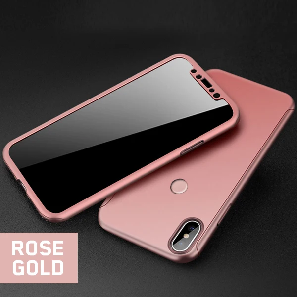 Rose Gold 360 градусов Полная защита противоударный жесткий чехол для Xiaomi 8 6X чехол Redmi 5 Plus 6 6A 6 Pro Note 5A Prime S2 чехол s оболочка Coque - Цвет: Rose Gold