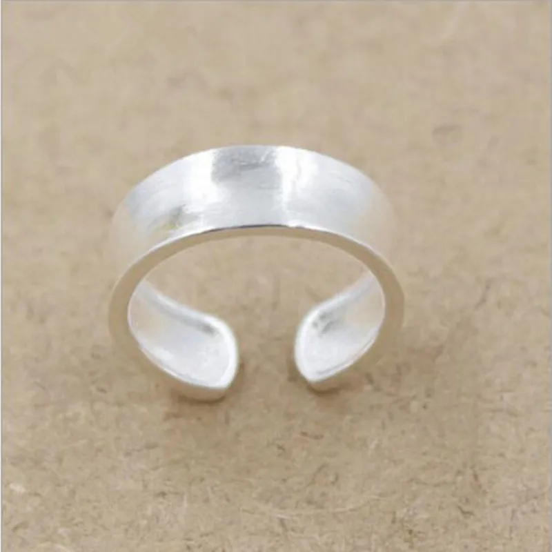 

925 Sterling Silver Jewelry Simple Concave Surface Korean Wholesale Popular Temperament Opening Rings SR177