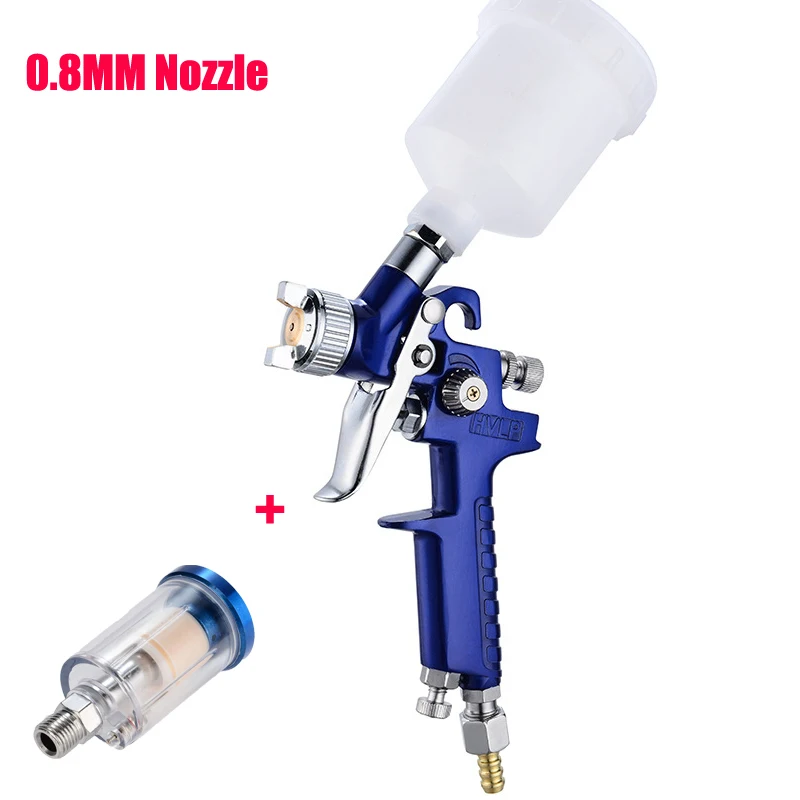 Blue 0.8MM 1 YOHUIE обновленная версия H-2000 HVLP пистолет-распылитель 0,8 мм/1,0 мм сопло мини воздушные краскопульты Аэрограф для окрашивания автомобиля аэрограф - Цвет: Blue 0.8MM 1