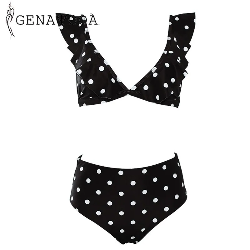 

Genayooa Sexy Summer Swimwear Women 2019 Push Up Ruffles Padded Swimwear Bikini Dot Women Bathing Suit Beachwear Swimming Suit
