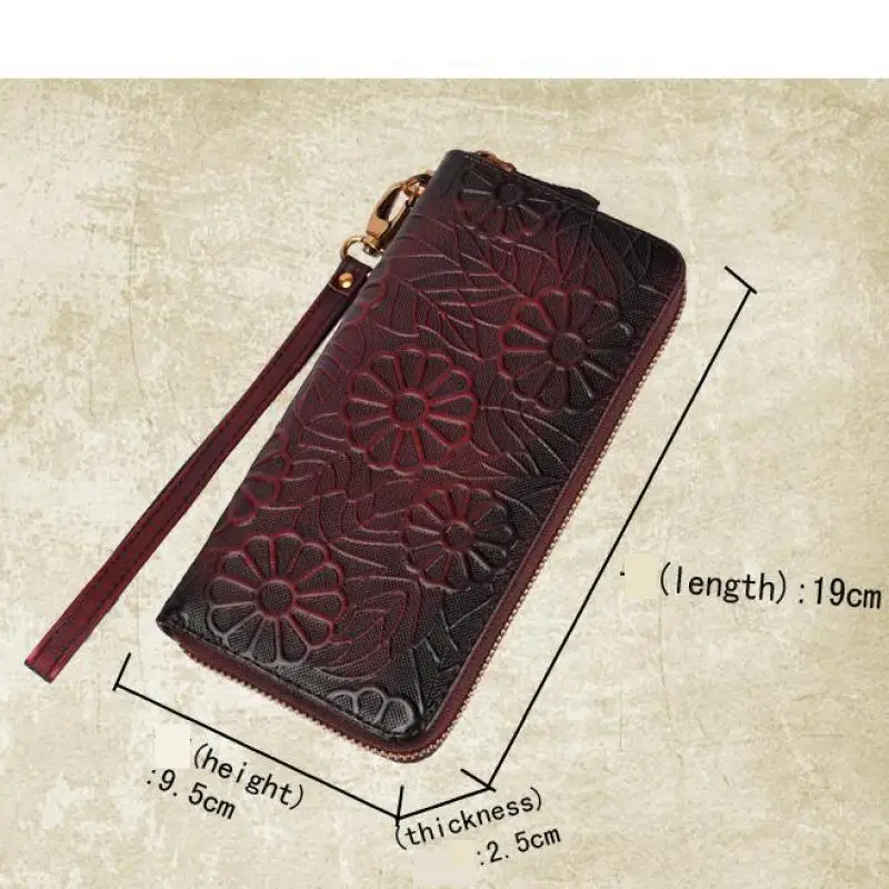 Женский винтажный клатч на молнии Johnature длинный бумажник из натуральной кожи с