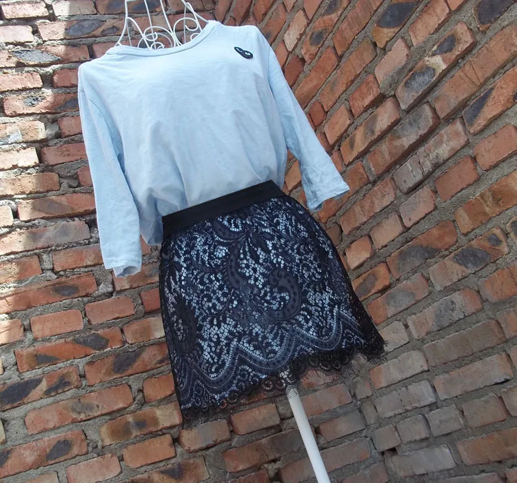 Прозрачная летняя кружевная юбка-карандаш однослойная прозрачная пикантная