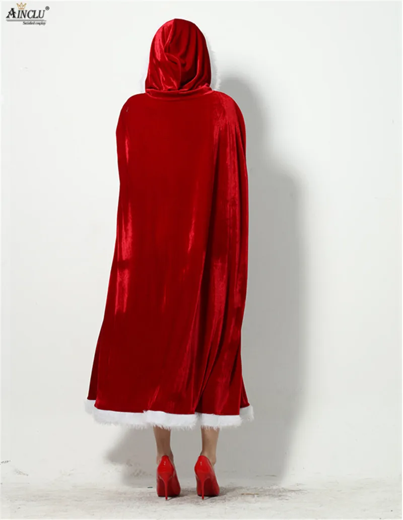 

Women Christmas Clothing Adult Long Christmas Costume Santa Claus Red Hooded Cloak Costume Cape Stage Performance Party Costume