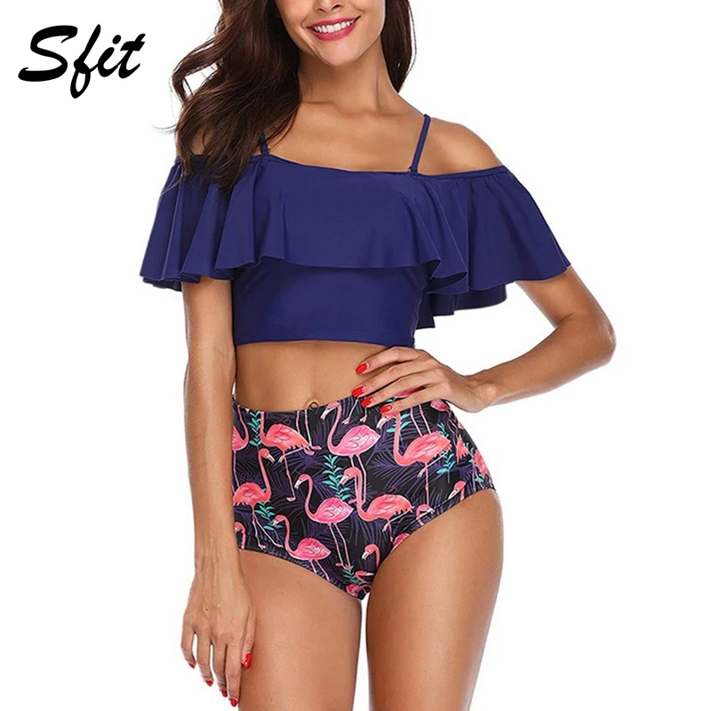 Sfit 2019 женские купальники из двух частей с высокой талией сексуальные бикини